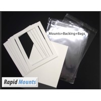 10 Pack Single Mounts, white core (with backing boards & bags)